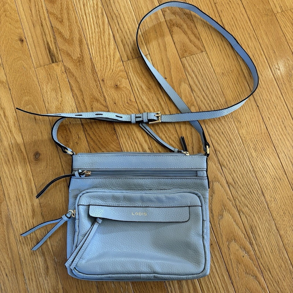 Lodis Bailey Crossbody Purse Shoulder Bag Baby Light Blue Leather MSRP $148